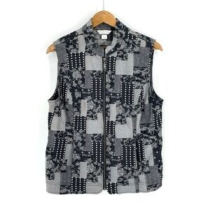 Christopher & Bank Tapestry Vest Size Large Gray Pockets Full Zip
